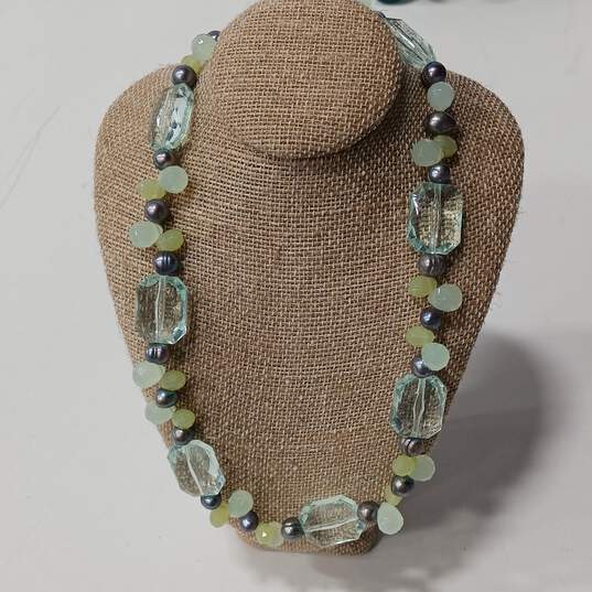 Bundle of Assorted Blue and Green Beaded Fashion Jewelry image number 2