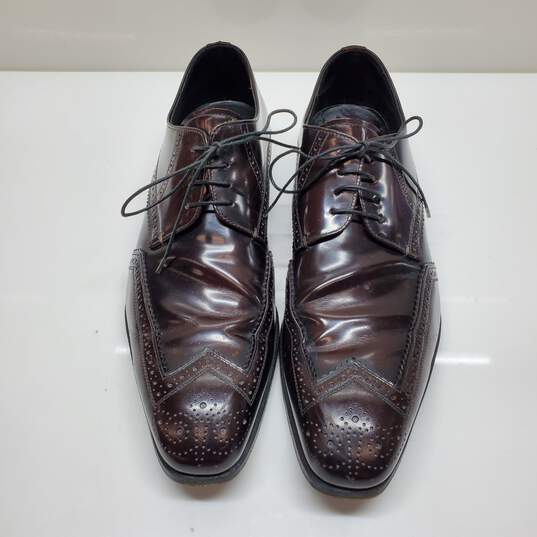 Prada Dark Brown Leather Wingtip Lace Up Dress Shoes MN Size 10.5 image number 1