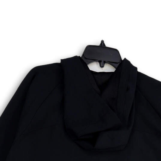 Mens Black Long Sleeve Hooded Pockets Full-Zip Athletic Jacket Size Large image number 4