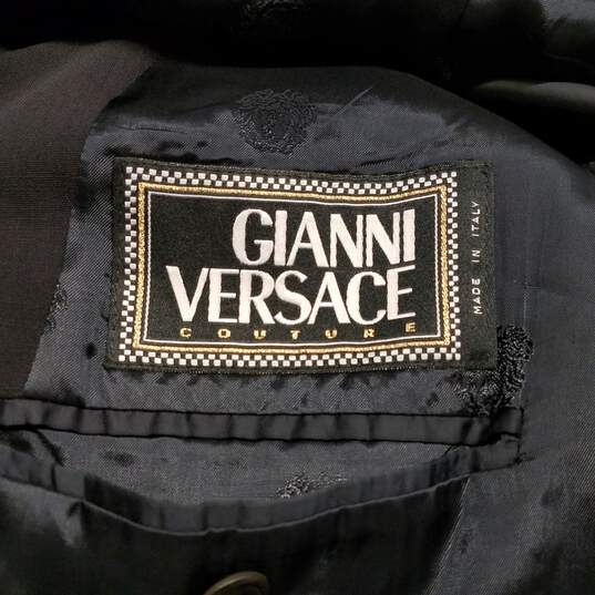 Gianni Versace Mens Navy Blue Long Sleeve Single Breasted Blazer Size Small image number 3