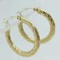 14k Yellow Gold Etched Hoop Earrings 1.5g image number 1