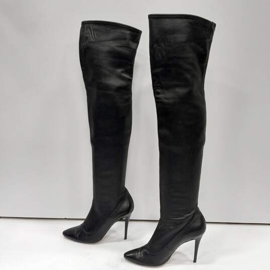 Escada Women's Knee Long Black Heel Boots Size 7.5 image number 3