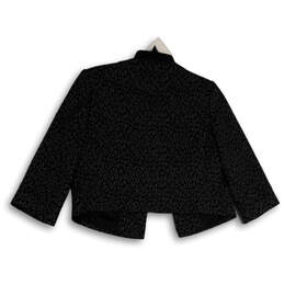 Womens Black Gray Animal Print Long Sleeve Stretch Cropped Jacket Size 8P alternative image
