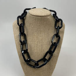 Designer J. Crew Black Oval Shape Large Linked Classic Chain Necklace