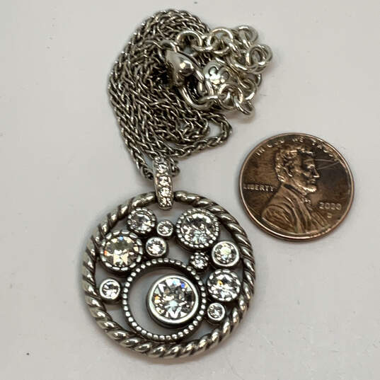 Designer Brighton Silver-Tone Crystal Cut Stone Round Halo Pendant Necklace image number 2
