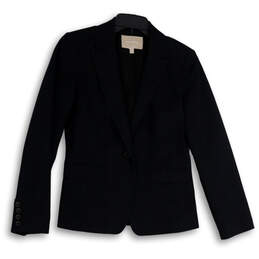 Womens Black Single-Breasted Pockets Notch Lapel One-Button Blazer Size 8 alternative image