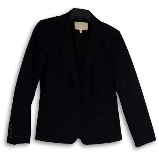 Womens Black Single-Breasted Pockets Notch Lapel One-Button Blazer Size 8 image number 2
