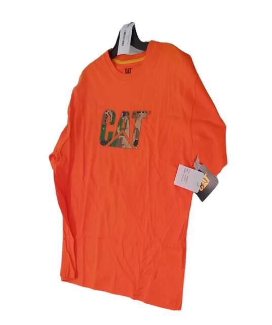 NWT Mens Orange Short Sleeve Crew Neck Casual Pullover T Shirt Size Large image number 2