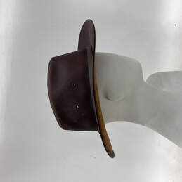 Mens Brown Leather Two Eyed Wide Brim Western Cowboy Hat Size Medium alternative image