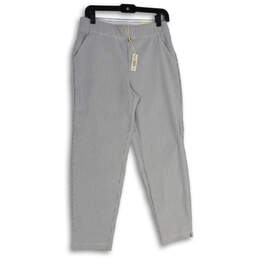 NWT Womens Gray Striped Slash Pocket Pull-On Trouser Pants Size Medium