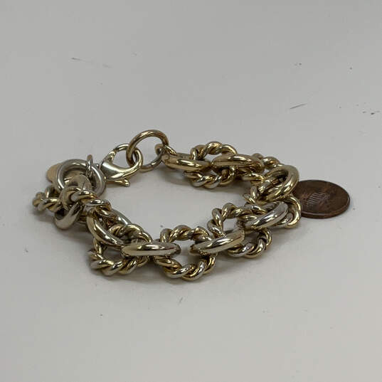 Designer J. Crew Two-Tone Lobster Clasp Round Twisted Link Chain Bracelet image number 3