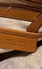 Michael Kors Hamilton Red Striped Padlock Canvas Leather Shoulder Tote Bag image number 4