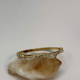Designer Kate Spade Gold-Tone Hinged Pave Crystal Stone Bow Bangle Bracelet