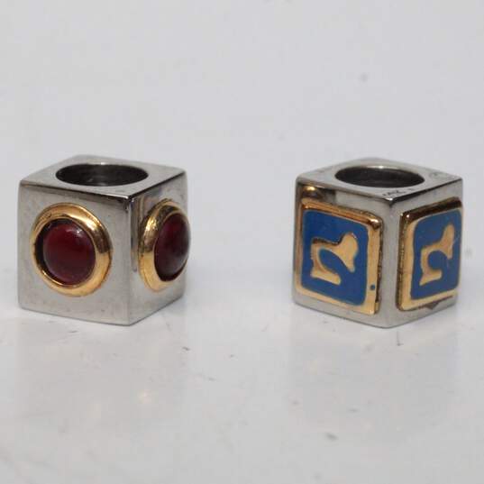 Two Stainless Steel 18K Yellow Gold Accent Beads - 2.25g image number 2