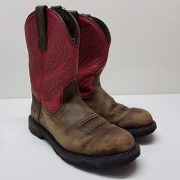 Ariat Red Groundbreaker Pull-On Western Work Boots ASTM F2892-11 EH Size 10
