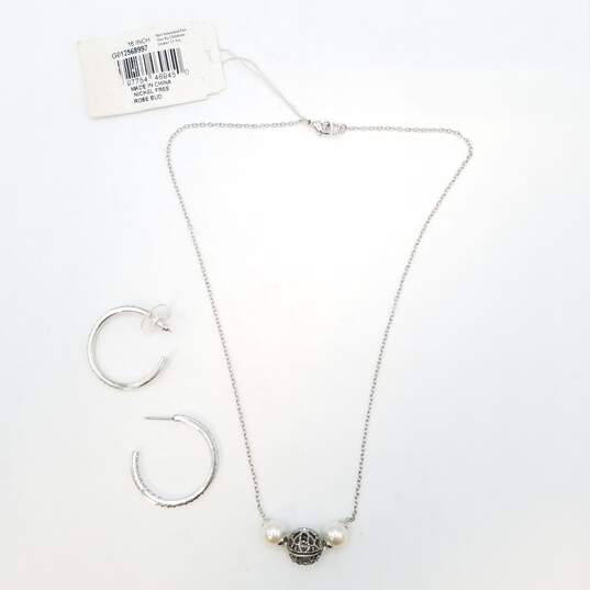 Givenchy Silver Tone Faux Pearl A Crystal Jewelry Bundle 2 Pcs 9.3g Weighted W/Tag image number 4