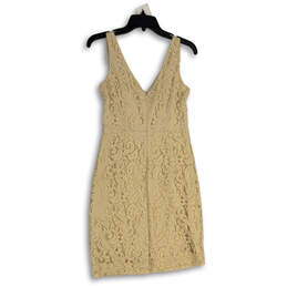 Womens Beige Lace Wide Strap Surplice Neck Back Zip Sheath Dress Size 4 alternative image