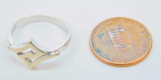 14K White Gold Greek Key Pointed Band Ring 2.4g image number 4