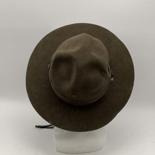 Mens Brown Wool Round Brim Hat Band Creases Adjustable Western Cowboy Hat image number 4