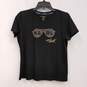 Womens Black Studded Crew Neck Short Sleeve Pullover T-Shirt Size PM image number 1