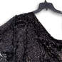 Womens Black Sequin One Shoulder Flutter Sleeve Pullover Mini Dress Size 12 image number 3