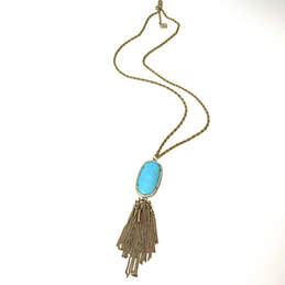 Designer Kendra Scott Gold-Tone Link Chain Turquoise Stone Pendant Necklace alternative image