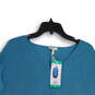 NWT Womens Blue KKnitted Long Sleeve V-Neck Pullover Sweater Size XL image number 3