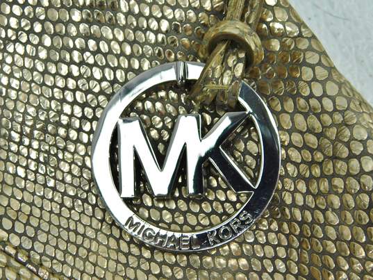 Michael Kors Light Gold Metallic Hobo Handbag image number 8