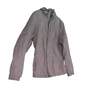 Womens Gray Long Sleeve Hooded Full Zip Windbreaker Jacket Size Medium image number 3