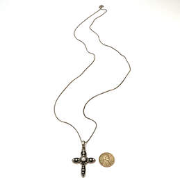 Designer Silpada 925 Sterling Silver Chain Pearl Cross Pendant Necklace alternative image