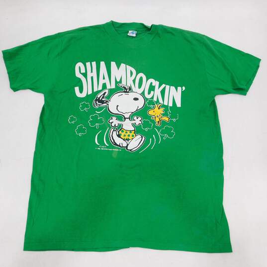 Vintage Artex Snoopy Peanuts St. Patrick's Day T-Shirt Size Unisex Medium image number 1