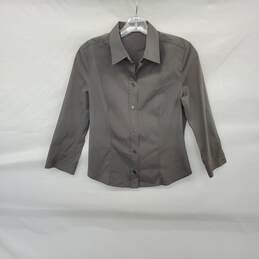 Prada Women's Gray 3/4 Sleeve Button Up Shirt Size 42