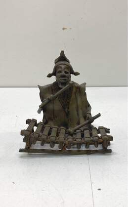 Hand Crafted Metal Figurine Seated Xylophone Player Sculpture