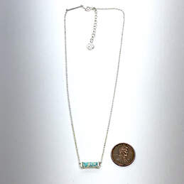 Designer Kendra Scott Silver-Tone Turquoise Bar Pendant Necklace With Bag alternative image