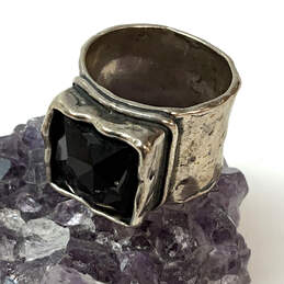 Designer Silpada 925 Sterling Silver Black Hammered Smoky Quartz Ring