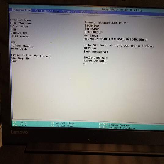 Lenovo IdeaPad 330 15 in Intel i3-8130U CPU 4GB RAM NO HDD image number 8