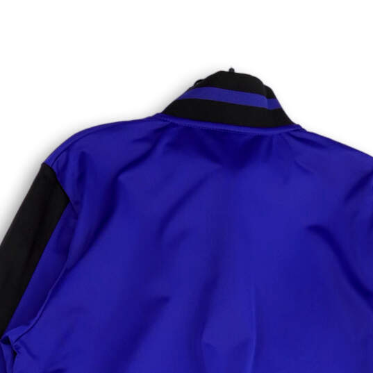 Womens Blue Black Mock Neck Long Sleeve Full-Zip Track Jacket Size Large image number 4