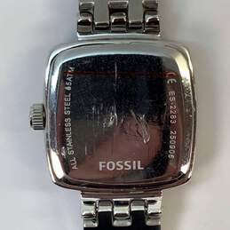 Designer Fossil ES-2283 Silver-Tone Square Analog Quartz Wristwatch