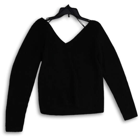 NWT Womens Black V-Neck Long Sleeve Pullover Blouse Top Size Large image number 2