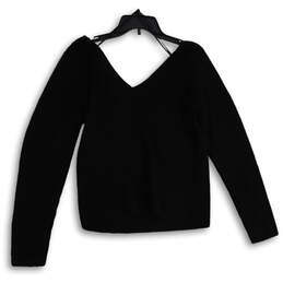NWT Womens Black V-Neck Long Sleeve Pullover Blouse Top Size Large alternative image