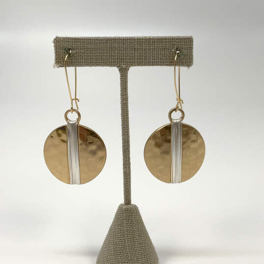 Designer Robert Lee Morris Two-Tone Hammered Wire Wrap Drop Earrings image number 1