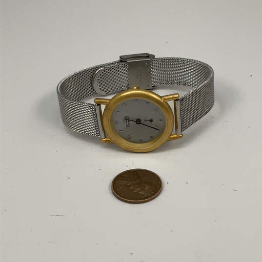 Designer Skagen Denmark Two-Tone Mesh Strap Round Dial Analog Wristwatch image number 2