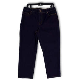 Womens Blue Denim Dark Wash Stretch Pocket Skinny Leg Cropped Jeans Size 14 alternative image