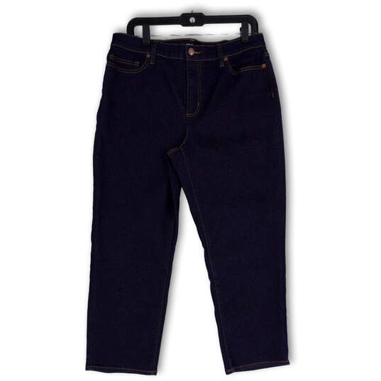Womens Blue Denim Dark Wash Stretch Pocket Skinny Leg Cropped Jeans Size 14 image number 2