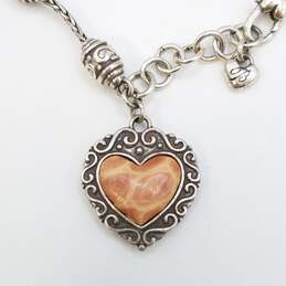 Brighton Silver Tone Gemstone Heart Charm 8 1/2 Bracelet 22.9g alternative image