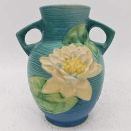 Vintage Authentic Roseville Water Lily Double Handled Art Pottery Vase