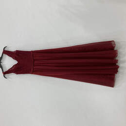Womens Red Sleeveless Embroidered Bodice V-Neck Back Zip Maxi Dress Size 6 alternative image