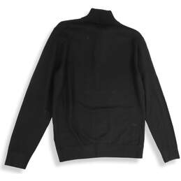 NWT Mens Black Merino Wool Long Sleeve 1/4 Zip Pullover Sweater Size M alternative image