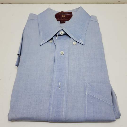 Vintage Nordstrom Classic Pinpoint Cotton LS Blue Shirt Men's 32 image number 2