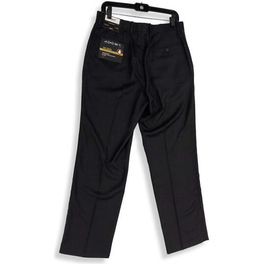 NWT Mens Gray Flat Front Slash Pocket Straight Leg Dress Pants Size 32/30 image number 2